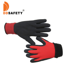 Anti Cold Black Latex Work Gloves with Black Terry Brushed